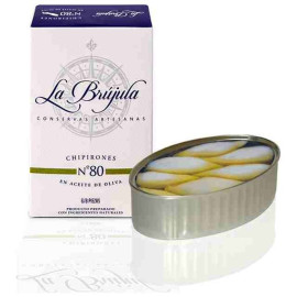 Chipirones en aceite de oliva "La Brújula" nº80 6/8 piezas 110gr