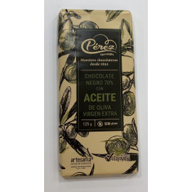 Chocolate negro 70% con aceite de oliva virgen extra "Pérez" 125gr