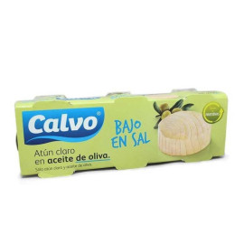 Atún claro en aceite de oliva bajo en sal "Calvo" Pack 3 latas (3 x 80gr)