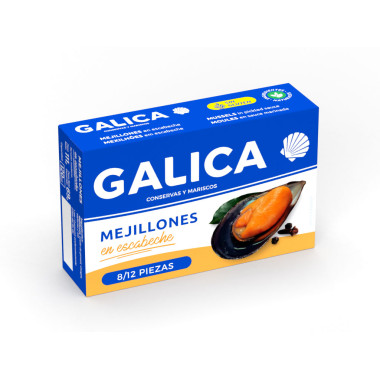 Mejillones en escabeche "Galica" 8/12 piezas 111gr