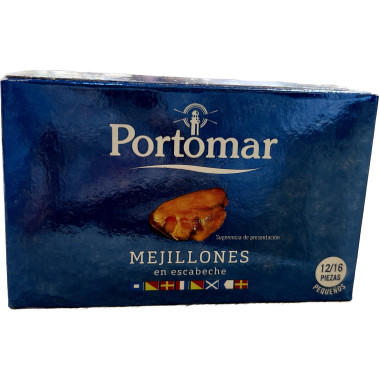 "Lote ahorro 5 latas de mejillones en escabeche "Portomar" 12/16 piezas 