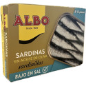 Sardinillas en aceite de oliva "Albo" BAJO EN SAL 8/12 piezas 105gr