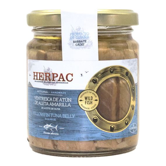 Ventresca de atún de aleta amarilla en aceite de oliva "Herpac" 250gr