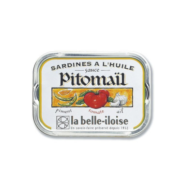 Sardinas en aceite de oliva con salsa Pitomaïl "La Belle-Iloise" 115gr