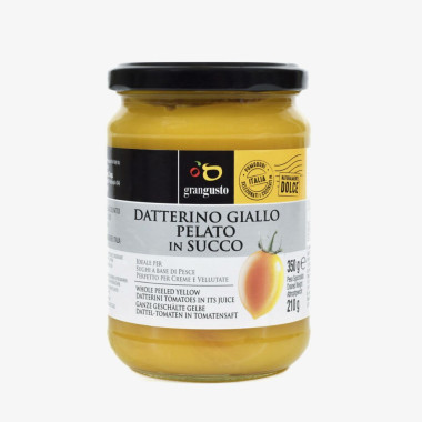 producto Tomates datterini amarillos pelados en su jugo "Gran Gusto" 350gr