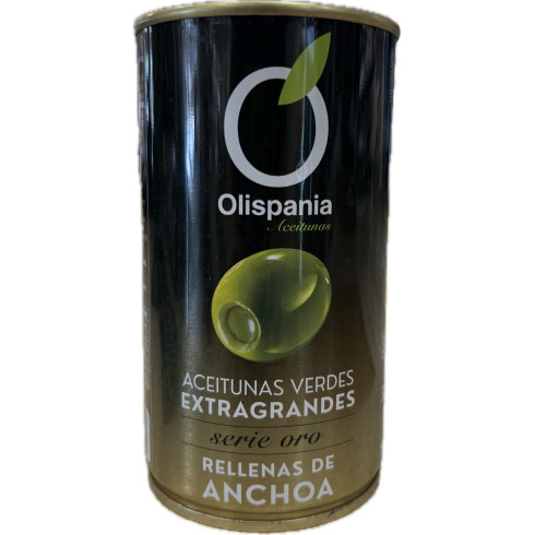 Aceitunas rellenas de anchoa "Olispania" Serie Oro extragrandes 350gr