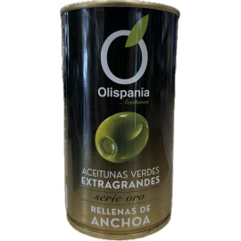 Aceitunas rellenas de anchoa "Olispania" Serie Oro extragrandes 350gr