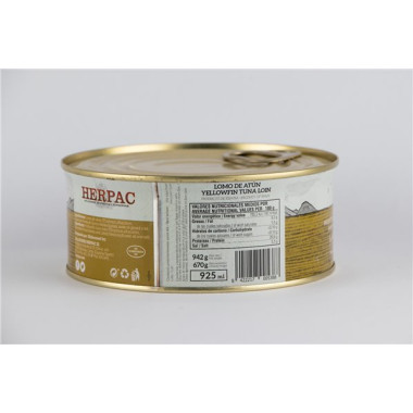 Lomo de atún de aleta amarilla en aceite de girasol "Herpac" 942gr
