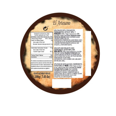 producto Pan de dátiles con nueces "El Artesano" 200gr